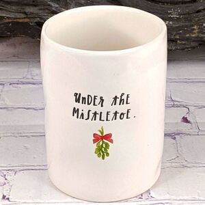 Rae Dunn UNDER THE MISTLETOE Ceramic Cup Candle Holder